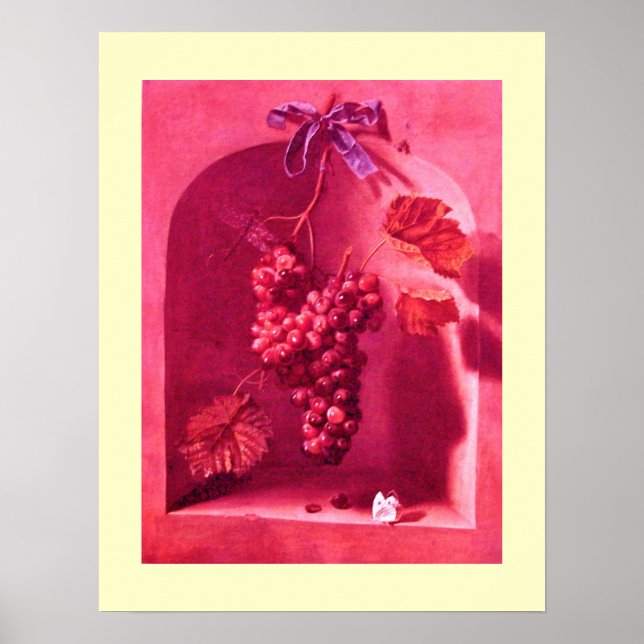 Poster FRUITS DE SAISON -PROSPÉRITÉ rose crème rouge anti (Devant)