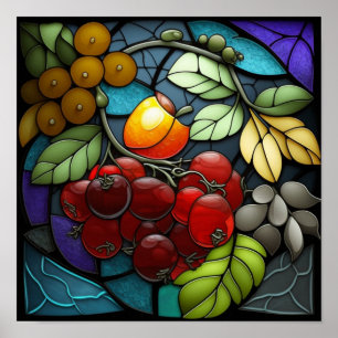 Poster Fruits de variété en verre teint