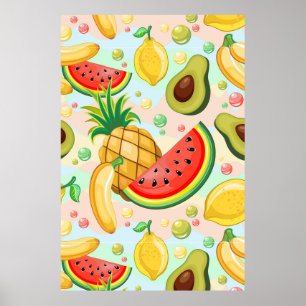 Poster Fruits d'été frais Motif