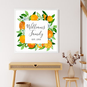 Poster Fruits et fleurs orange floral botanique d'été