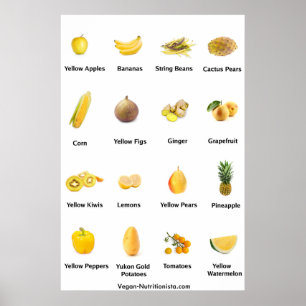 Poster Fruits et légumes jaunes