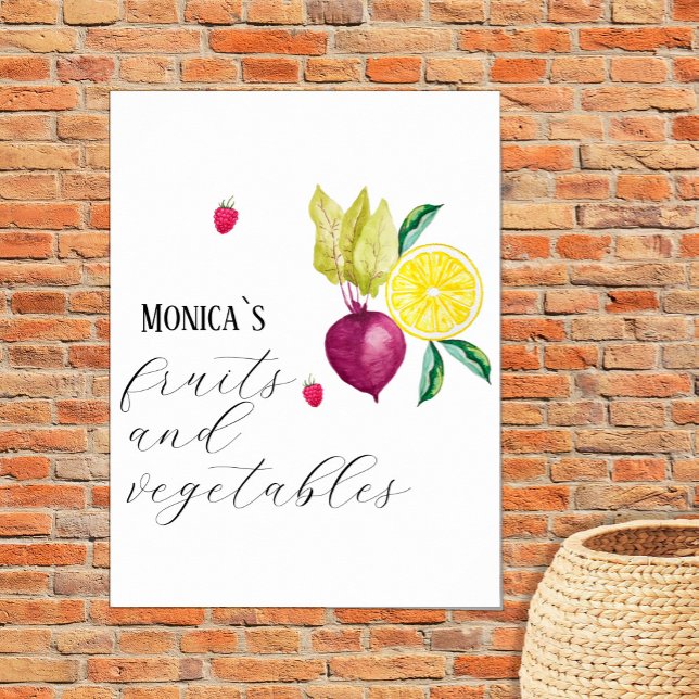 Poster Fruits et légumes Monogramme Petite entreprise (Créateur téléchargé)