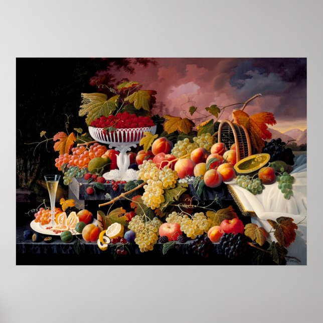 Poster Fruits et vie dans un paysage (Devant)