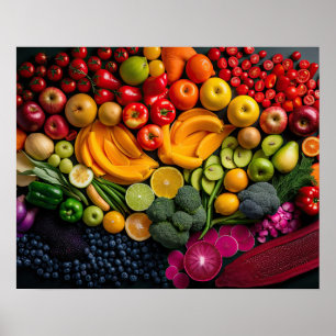 Poster Fruits Légumes Aliments sains Nutrition Santé