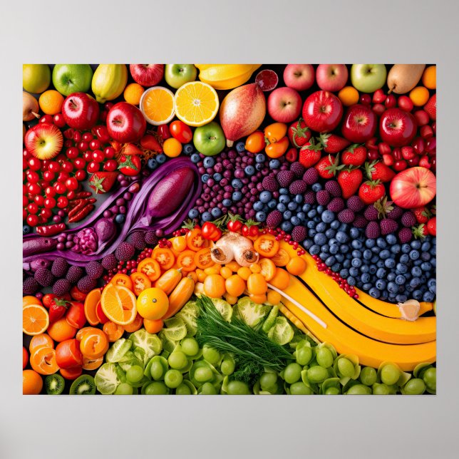 Poster Fruits Légumes Aliments sains Nutrition Santé (Devant)