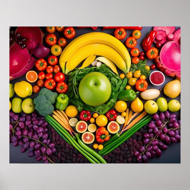 Poster Fruits Légumes Aliments sains Nutrition Santé (Devant)