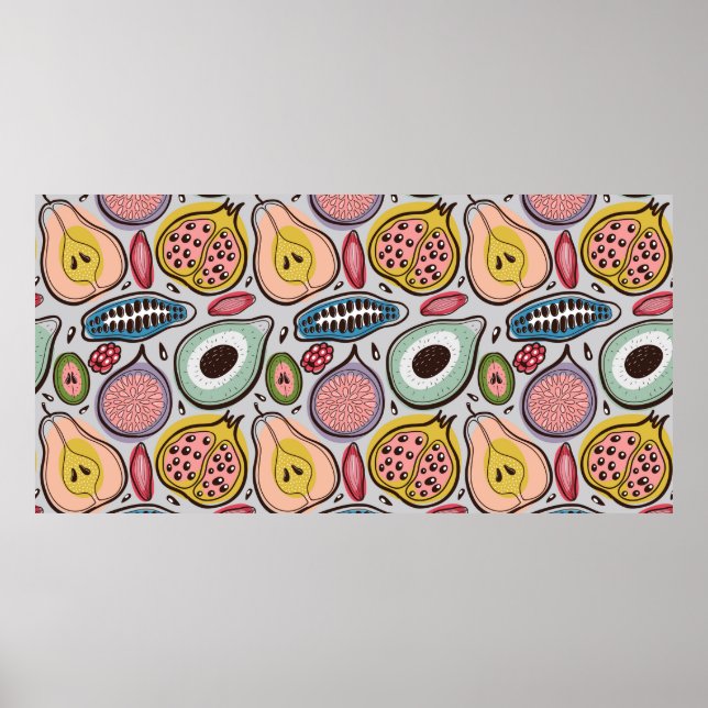 Poster Fruits motif sans soudure (Devant)