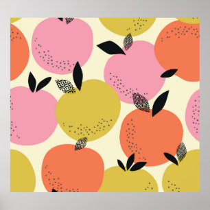 Poster Fruits Orange, Motif D'Été Sans Couleur.
