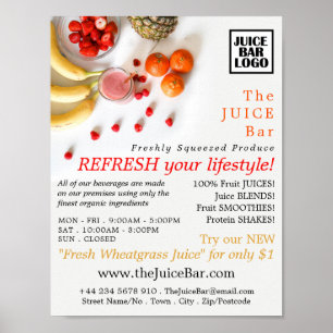 Poster Fruits tropicaux, Bar à jus Publicité
