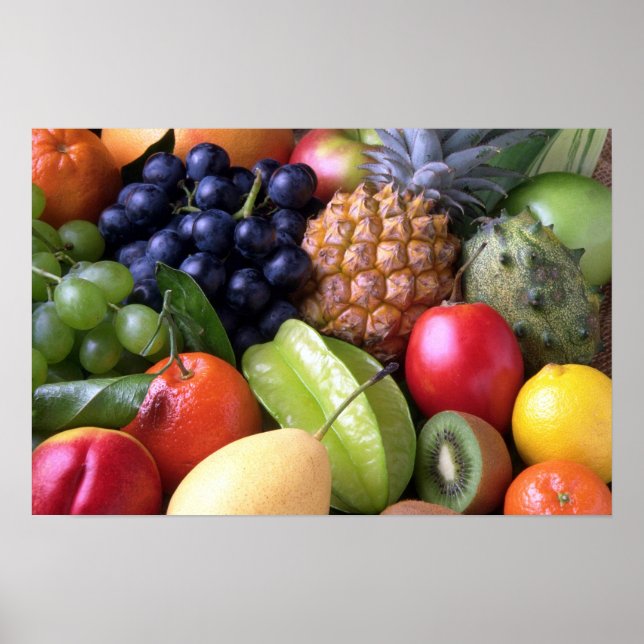Poster Fruits tropicaux colorés (Devant)