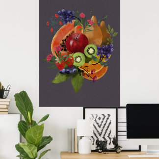Poster Fruits tropicaux colorés - vie morte - art fruitie