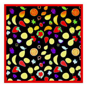 Poster Fruits Tropicaux Néon Éclatés