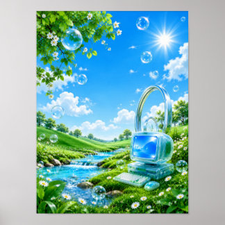 Poster Frutiger Aero Retro Computer Nature Landscape Post