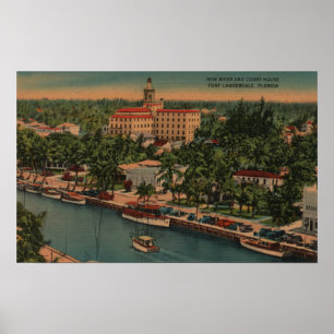 Poster Ft. Lauderdale, FL - Vue de New River & Court