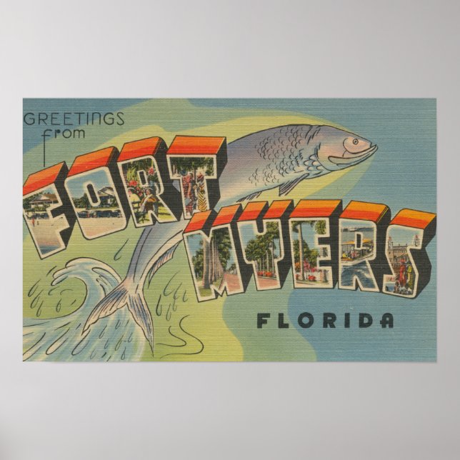 Poster Ft. Myers, Floride - Scènes de grandes lettres (Devant)