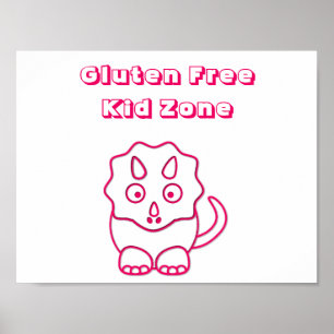 Poster Fuchsia Dino Gluten Free Kid Zone
