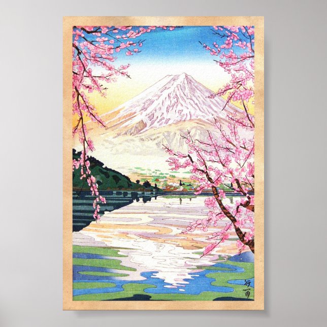 Poster Fuji de Kawaguchi Okada Koichi shin hanga japan (Devant)
