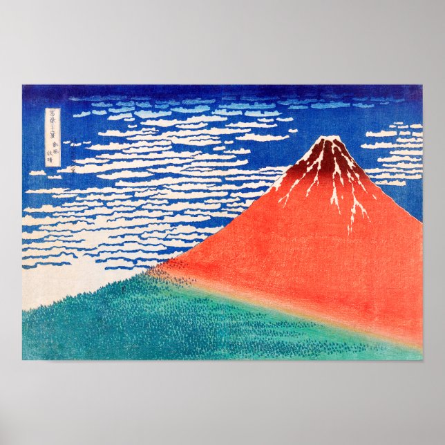 Poster Fuji rouge | Hokusai | (Devant)