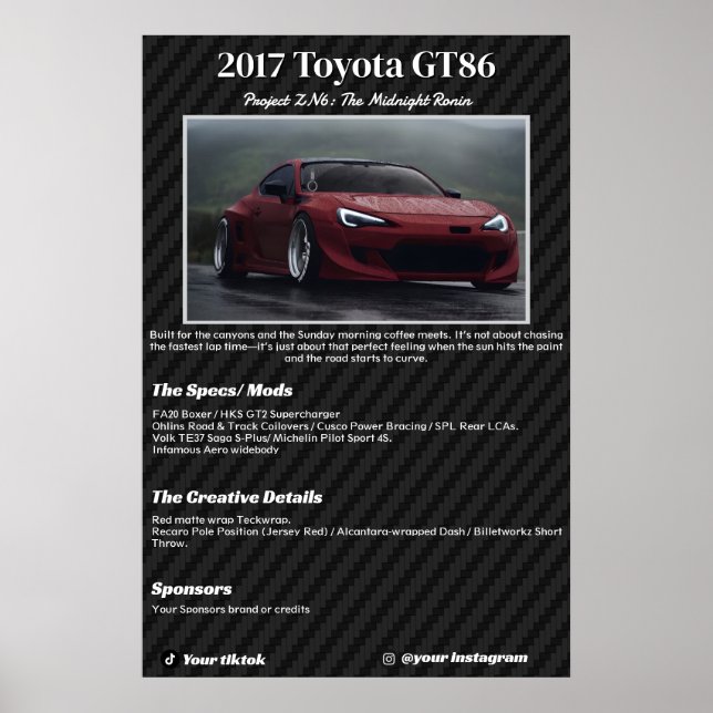 Poster Fully custom Car Show Spec Board (Devant)
