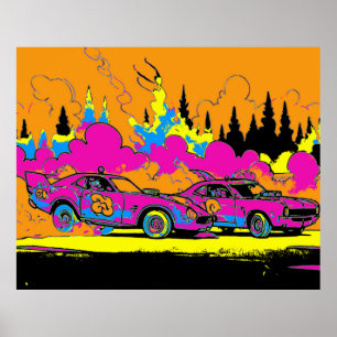 Poster Fumée-Out - Drague-Racing Cars