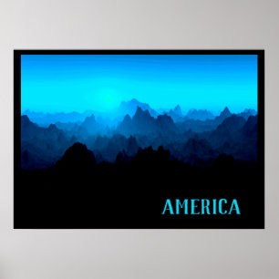 Poster Fumée robuste Blue Jagged Mounts Amérique Voyage