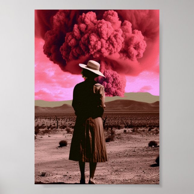 Poster Fumée rose dystopie vintage (Devant)