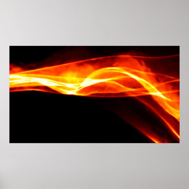 Poster Fumée rouge Abstraite Feu sur arrière - plan noir. (Devant)