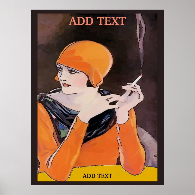 Poster Fumer Dame, ajouter du texte, Imprimer (Devant)