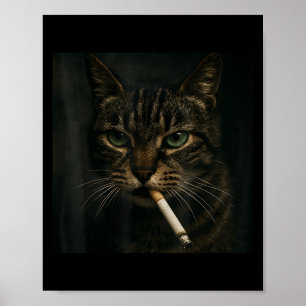 Poster Fumer drôle Chat, Cigarette Kitty Gen Z Mème, Chat