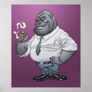 Poster Fumer du cigare Homme d'affaires Boss Gorilla par 