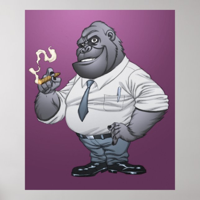 Poster Fumer du cigare Homme d'affaires Boss Gorilla par  (Devant)