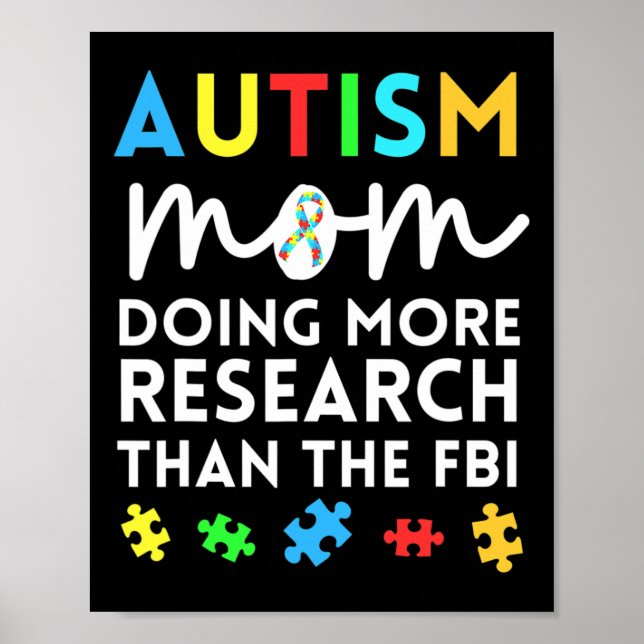 Poster Fun Autisme Maman Faire Plus De Recherche Pour Aut (Devant)