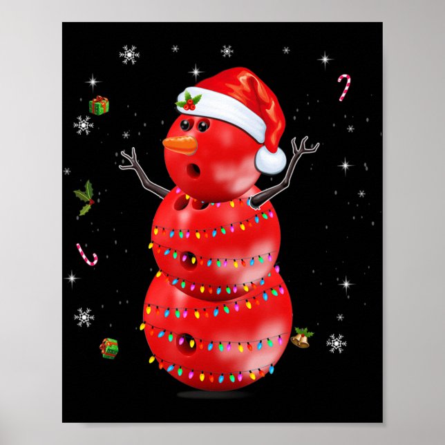 Poster Fun Bowling pour garçons Filles Noël Snowman Bowl (Devant)