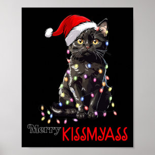 Poster Fun Chat Noir Merry Kissmy Xmas Pyjamas Chritsmans