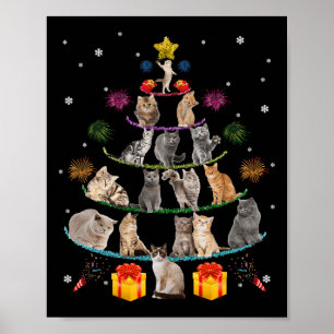 Poster Fun Chats Arbre de Noël Meowy Xmas Chats Arbre Lum