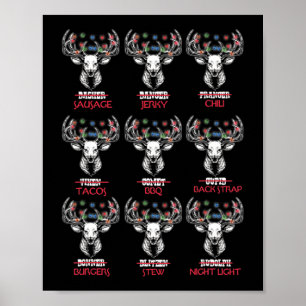 Poster Fun Christmas Deer Bow Chasse Père Noël Hommes Fem
