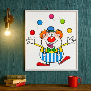 Poster Fun Circus Clown Jongler des balles