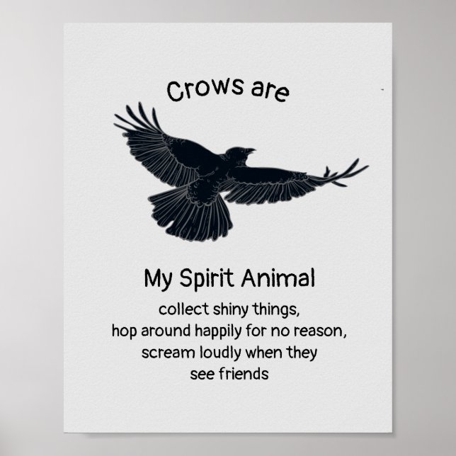 Poster Fun Crows Bird Spirit Animal Humour Citation Totem (Devant)