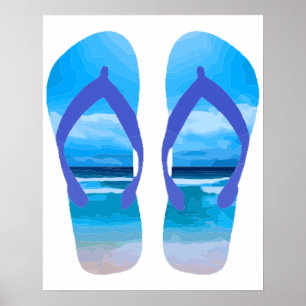 Poster Fun Flip Flops Summer Beach Art pour vacances