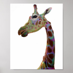 Poster Fun funky coloré Giraffe
