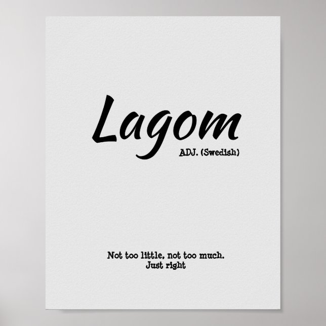 Poster Fun Grey Swedish Lagom Definition (Devant)