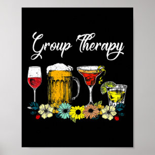 Poster Fun Group Therapy Floral Drink Gles Mental Health
