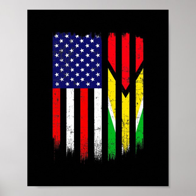 Poster Fun Guyana Drapeau américain Drapeau Hommes Femmes (Devant)