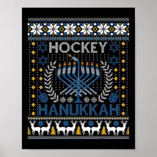 Poster Fun Hockey Menorah Hanoukka Festival juif Vacances