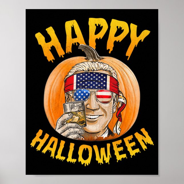 Poster Fun Joe Biden Citrouille Happy Halloween Confus th (Devant)