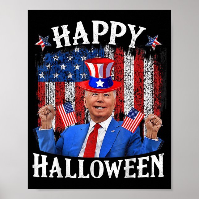 Poster Fun Joe Biden Happy Halloween For Fourth Of July (Devant)