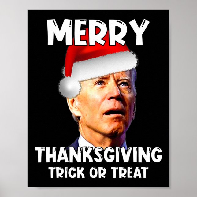 Poster Fun Joe Biden Santa Hat Joyeux Thanksgiving Christ (Devant)