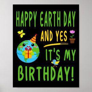 Poster Fun Jour des terres fête d'anniversaire - 22 avril