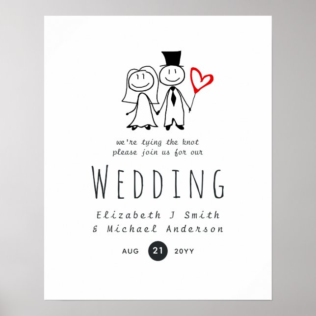 Poster Fun Marié Groom Mariage rustique Inviter Personnag (Devant)