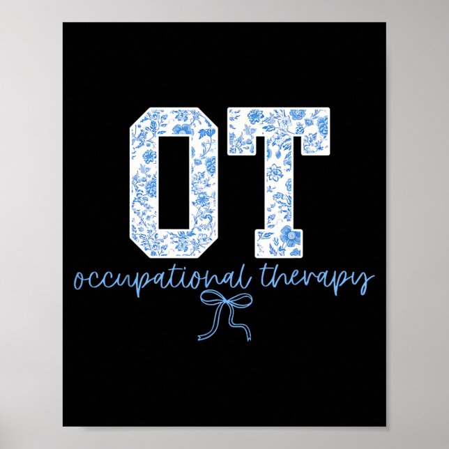 Poster Fun Ot Occupational Therapy Blue Coquette Bow Ot T (Devant)